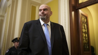 John Fetterman wears a suit in the Senate
