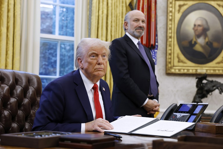 Donald Trump and Commerce Secretary Howard Lutnick in the Oval Office