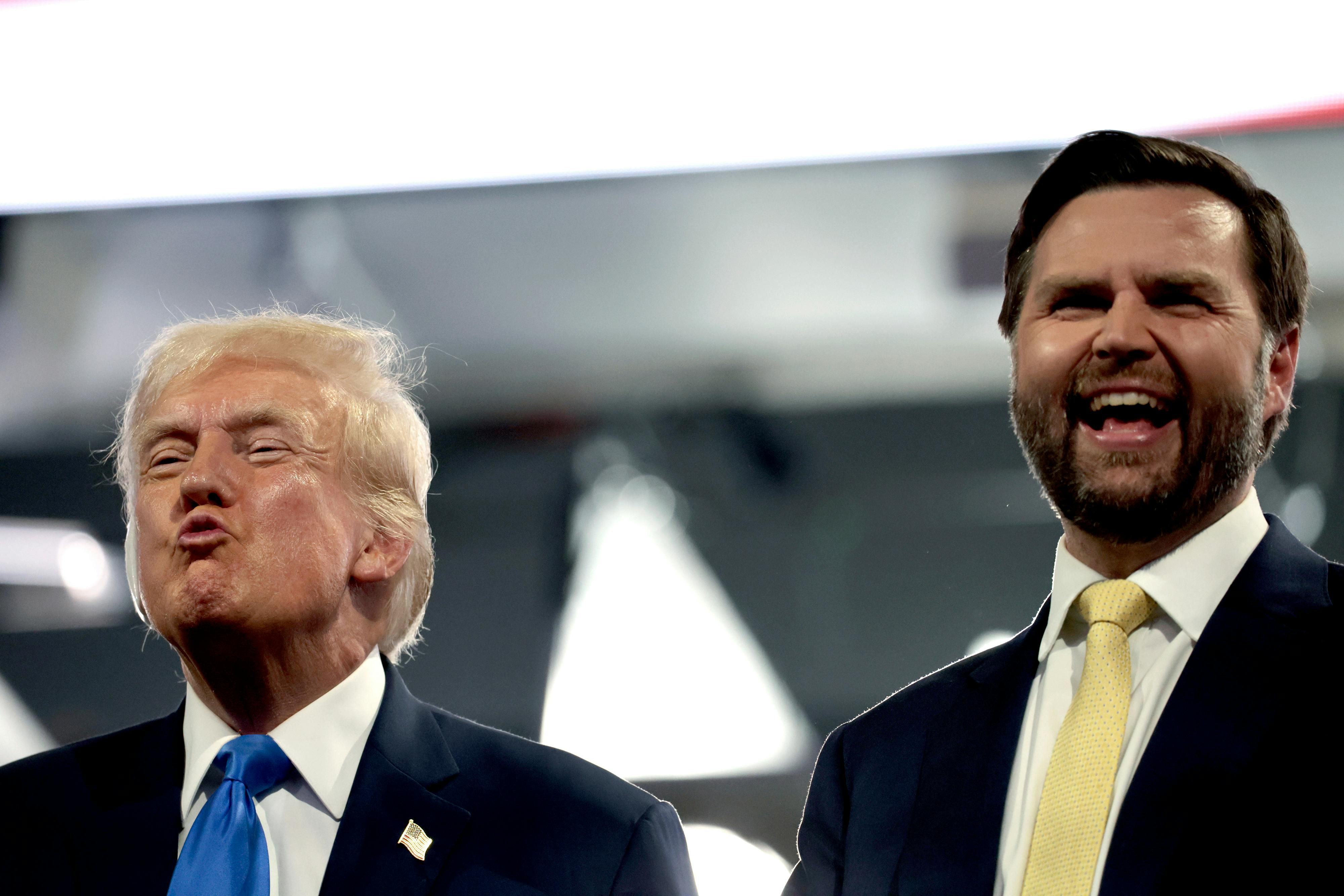 Trump and his running mate, Senator J.D. Vance, during the Republican National Convention