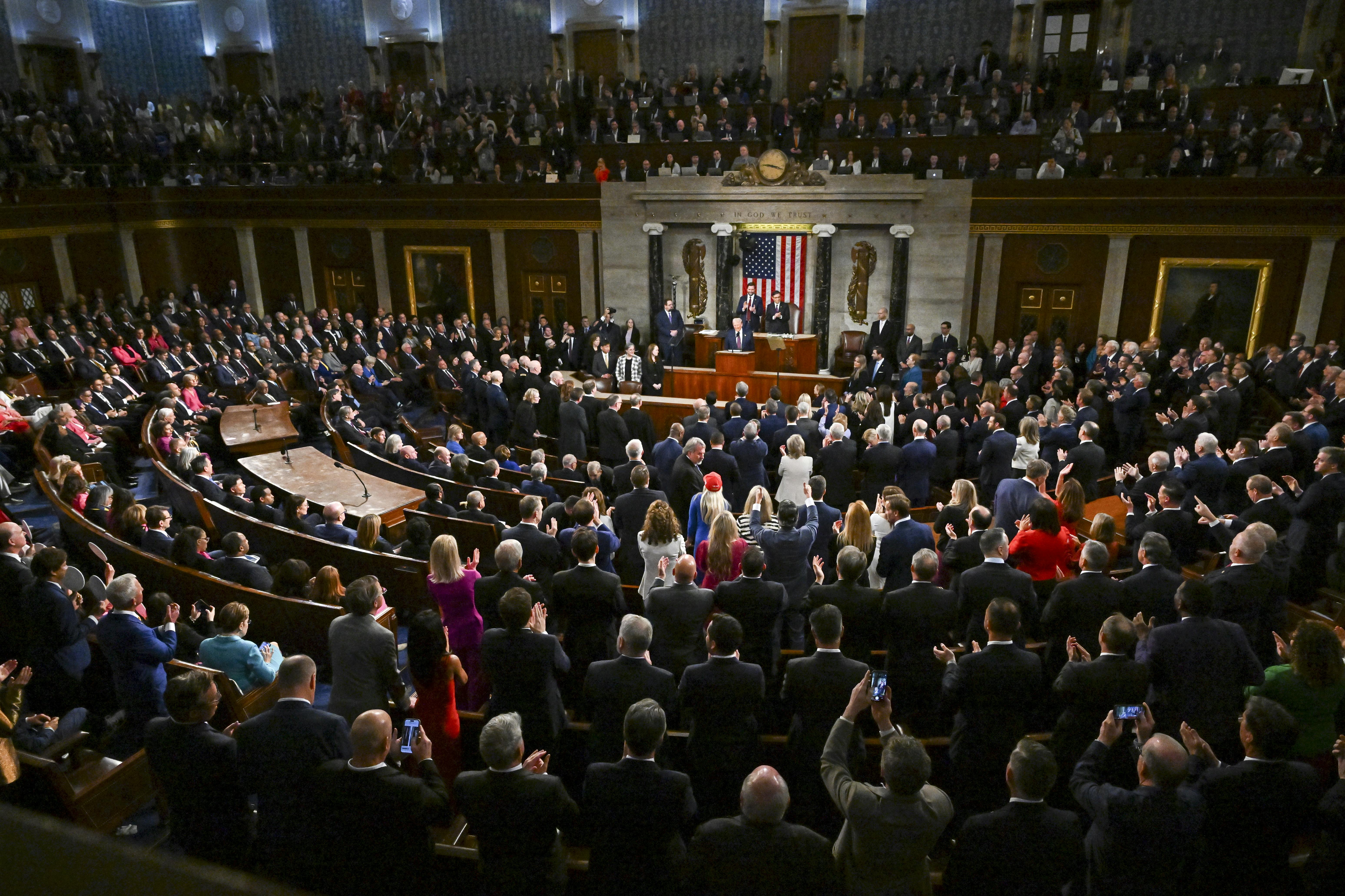 President Donald Trump addresses a joint session of Congress.