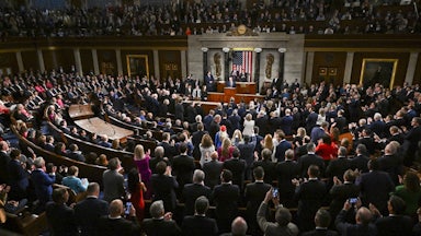 President Donald Trump addresses a joint session of Congress.