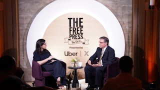 CBS editor-in-chief Bari Weiss interviewing Speaker Mike Johnson
