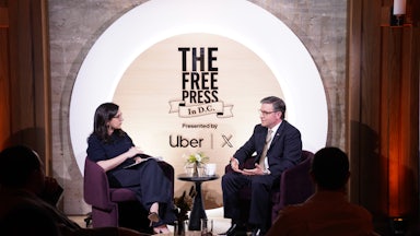 CBS editor-in-chief Bari Weiss interviewing Speaker Mike Johnson