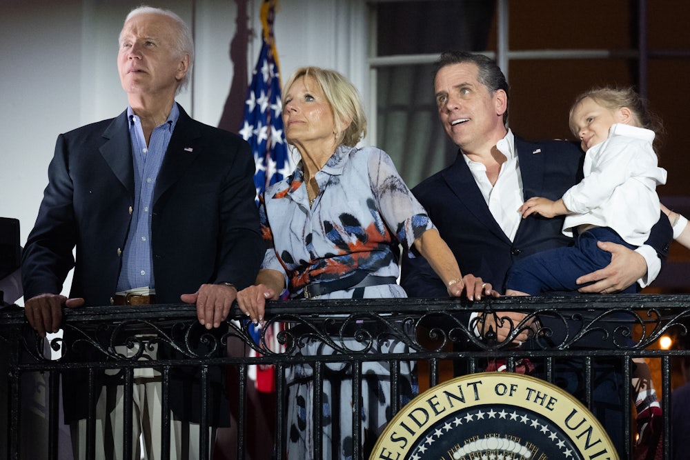 President Biden, First Lady Jill Biden, and Hunter Biden with his son Beau