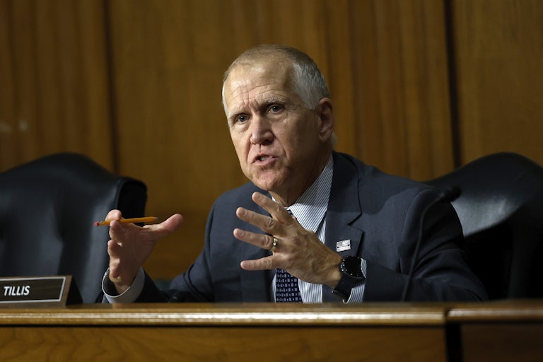Senator Thom Tillis speaks during a congressional briefing.