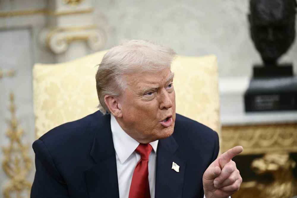 Donald Trump angrily points a finger