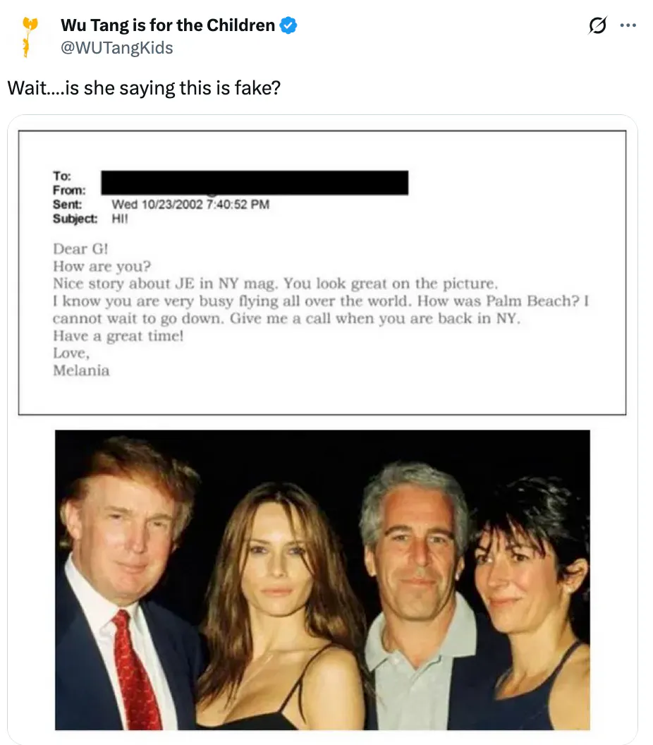 Wu Tang is for the Children @WUTangKids Wait….is she saying this is fake? (screenshot of email and photo)