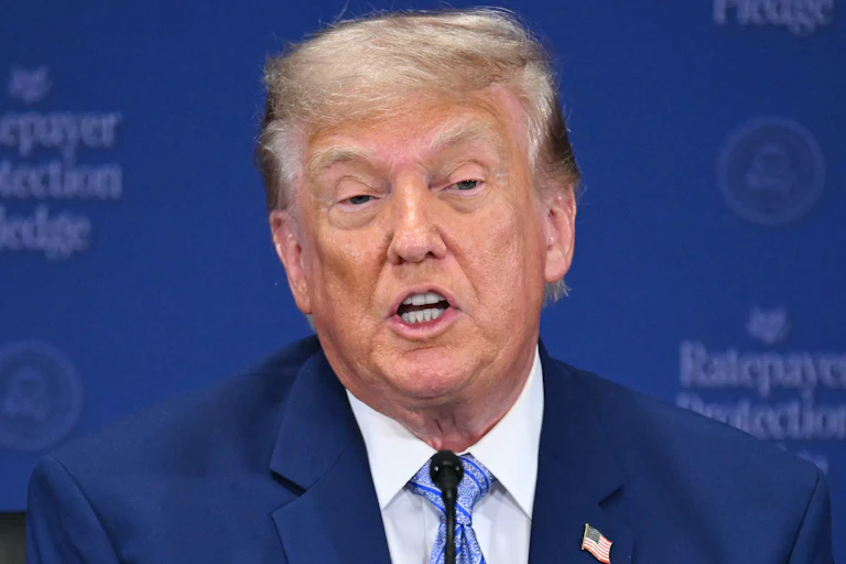 Donald Trump speaks during an event.