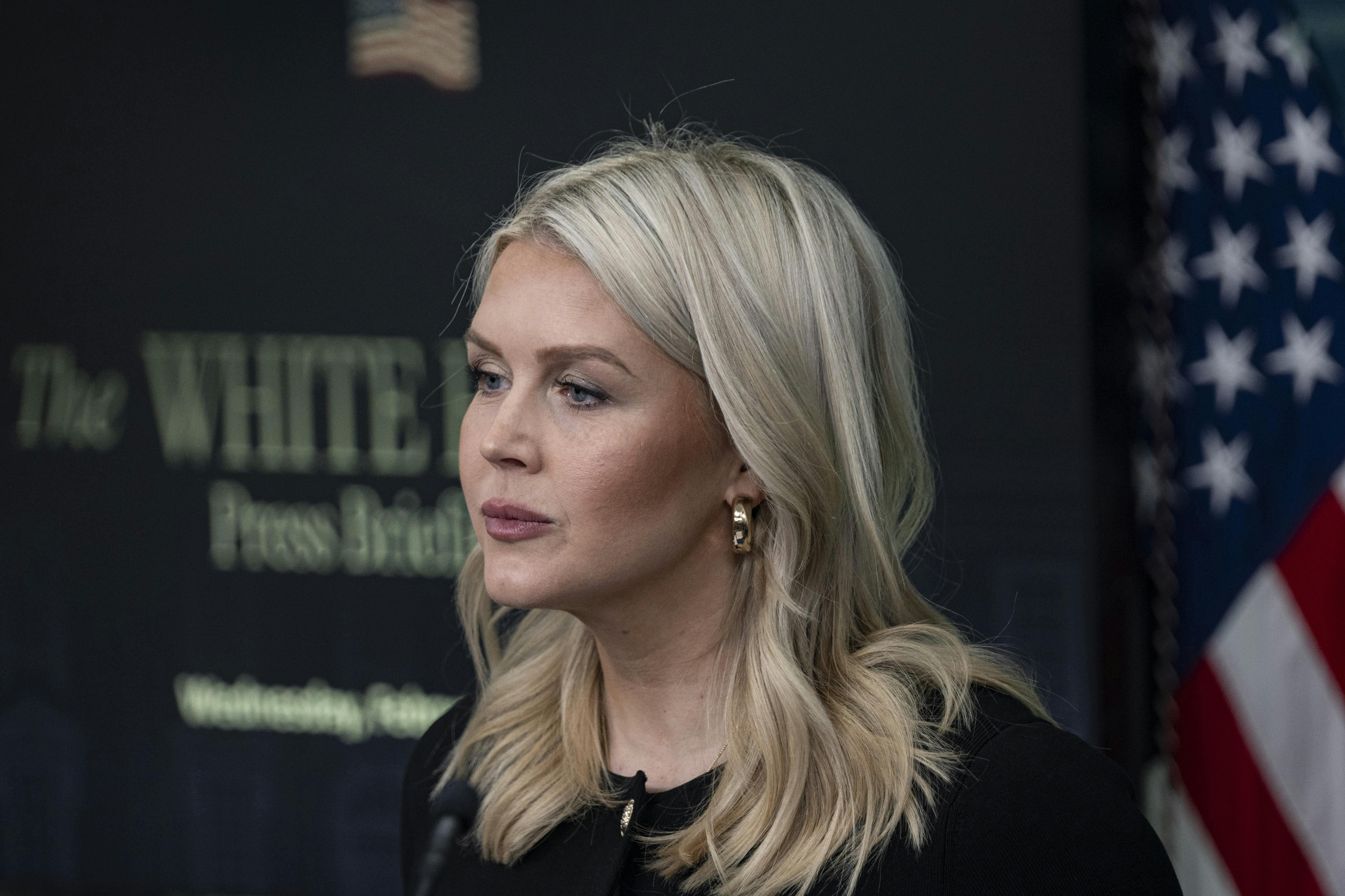 Karoline Leavitt stares in profile