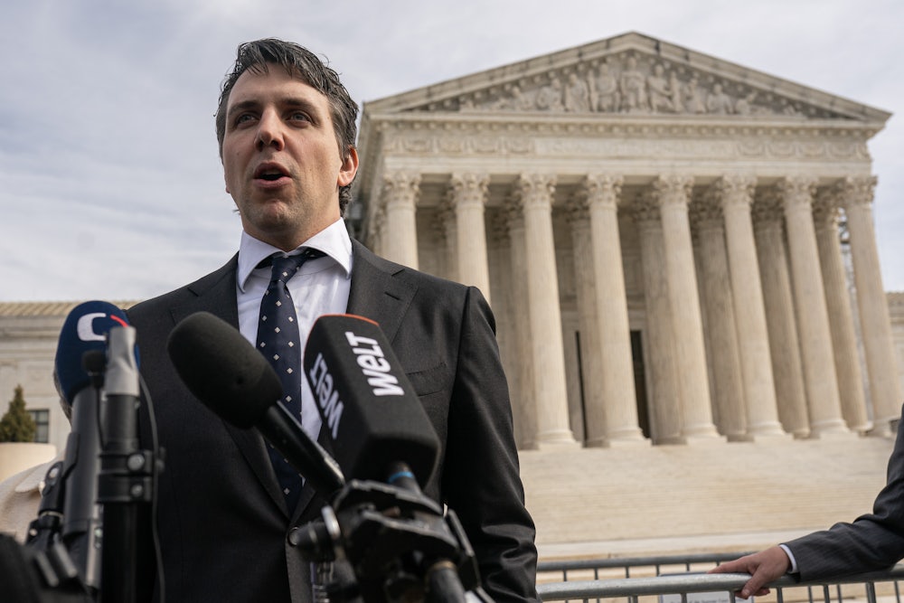 Jason Murray, the lead attorney representing Colorado, speaks with members of the media outside the U.S. Supreme Court in Washington, DC.