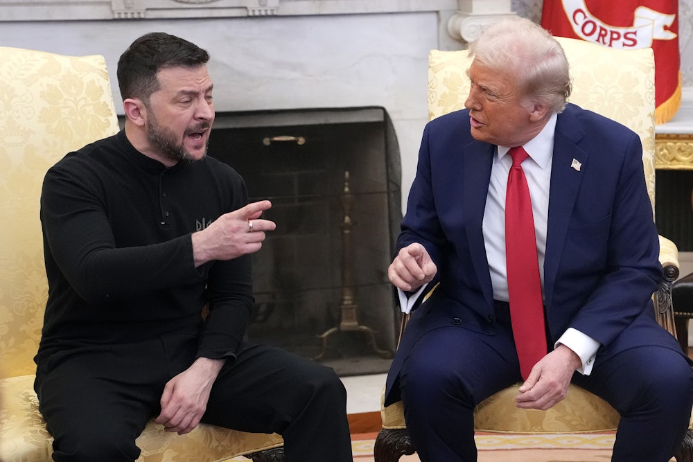 Donald Trump and Ukrainian President Volodymyr Zelenskiy meet in the Oval Office.