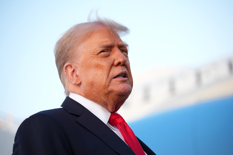 President Donald Trump speaks at a press conference.