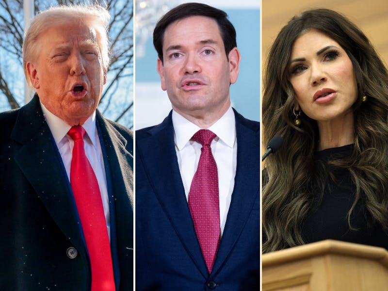 Donald Trump, Marco Rubio, and Kristi Noem