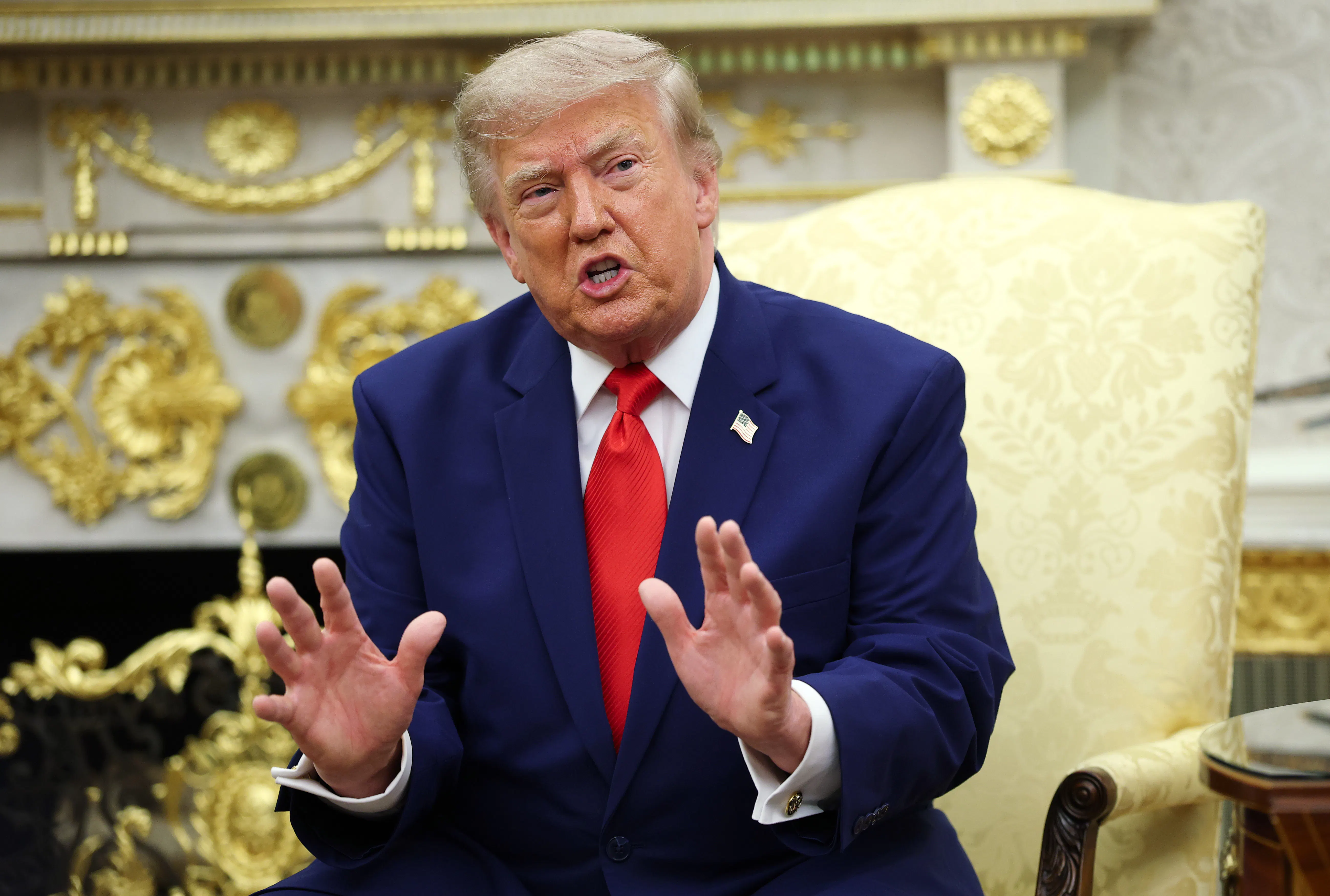 Donald Trump speaking in the Oval Office