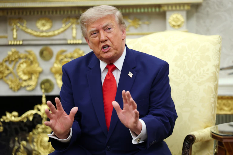 Donald Trump speaking in the Oval Office