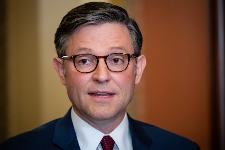 Mike Johnson speaks to reporters ahead of Israeli Prime Minister Benjamin Netanyahu’s speech to Congress