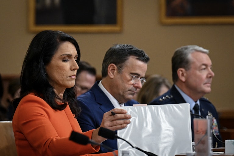 Director of National Intelligence Tulsi Gabbard, CIA Director John Ratcliffe, and Director of the Defense Intelligence Agency Lt. Gen. Jeffrey Kruse testify during a House Permanent Select Committee on Intelligence hearing.