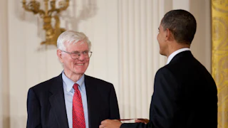 President Barack Obama presents a National Humanities Medal to historian Gordon S. Wood in 2011.