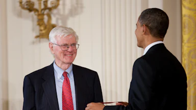 President Barack Obama presents a National Humanities Medal to historian Gordon S. Wood in 2011.