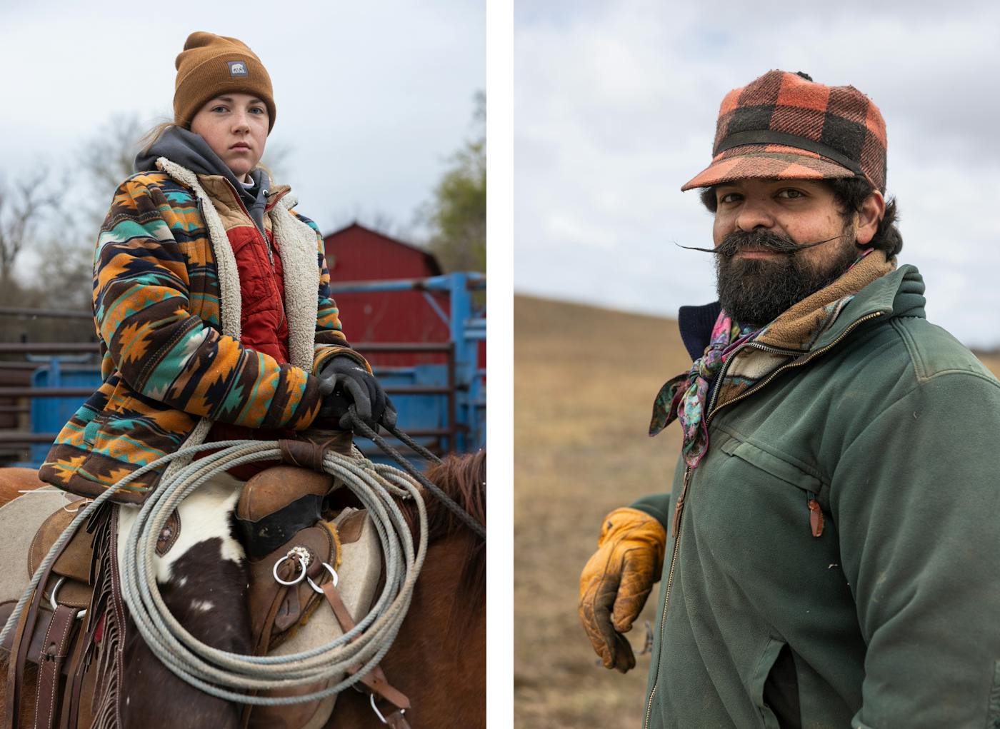 Two portaits of ranch hands. 