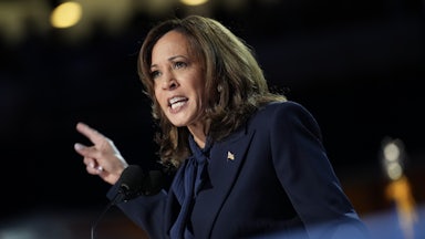 Kamala Harris on stage at the Democratic National Convention