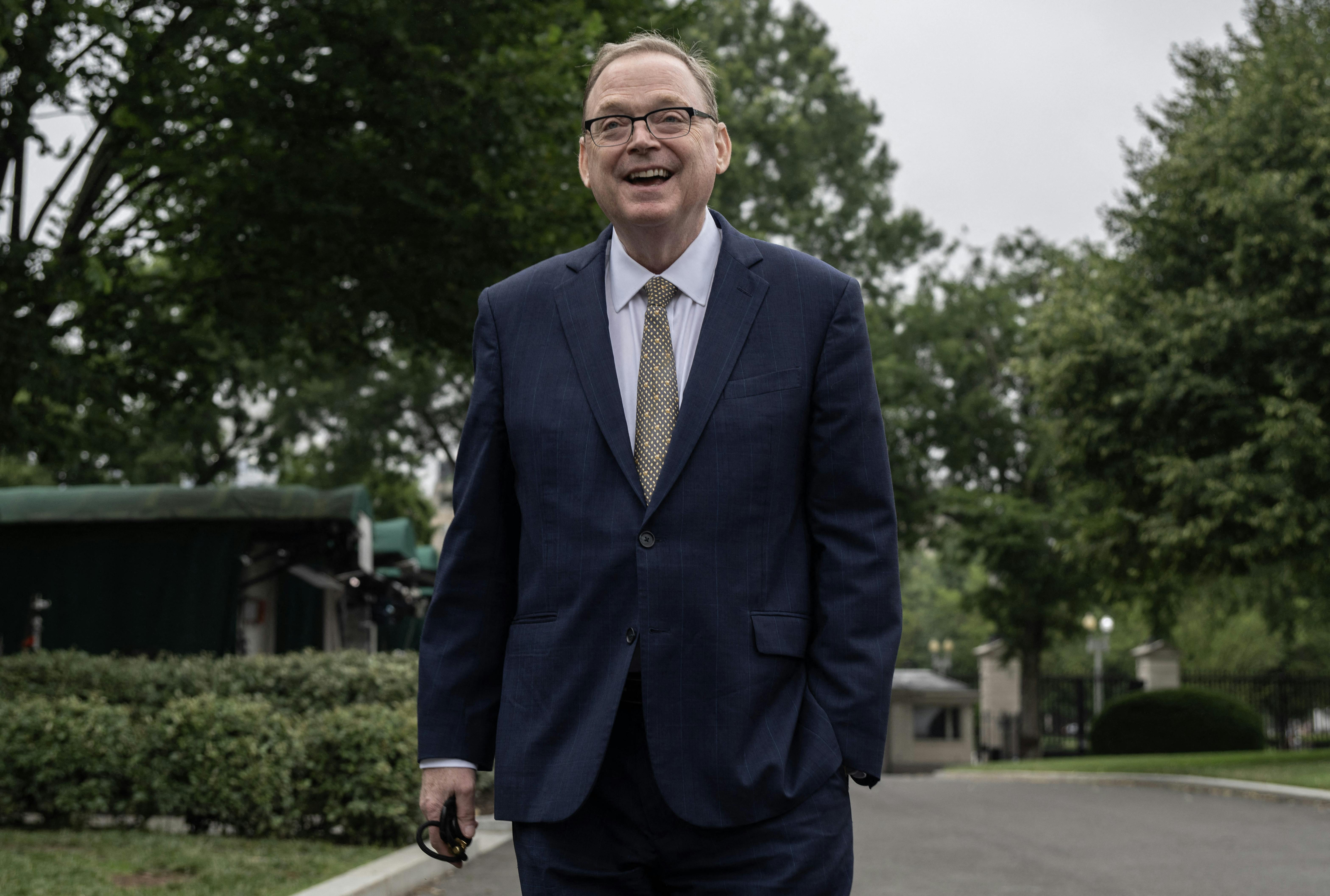 Kevin Hassett, Director of the US National Economic Council, walks toward the West Wing at the White House.