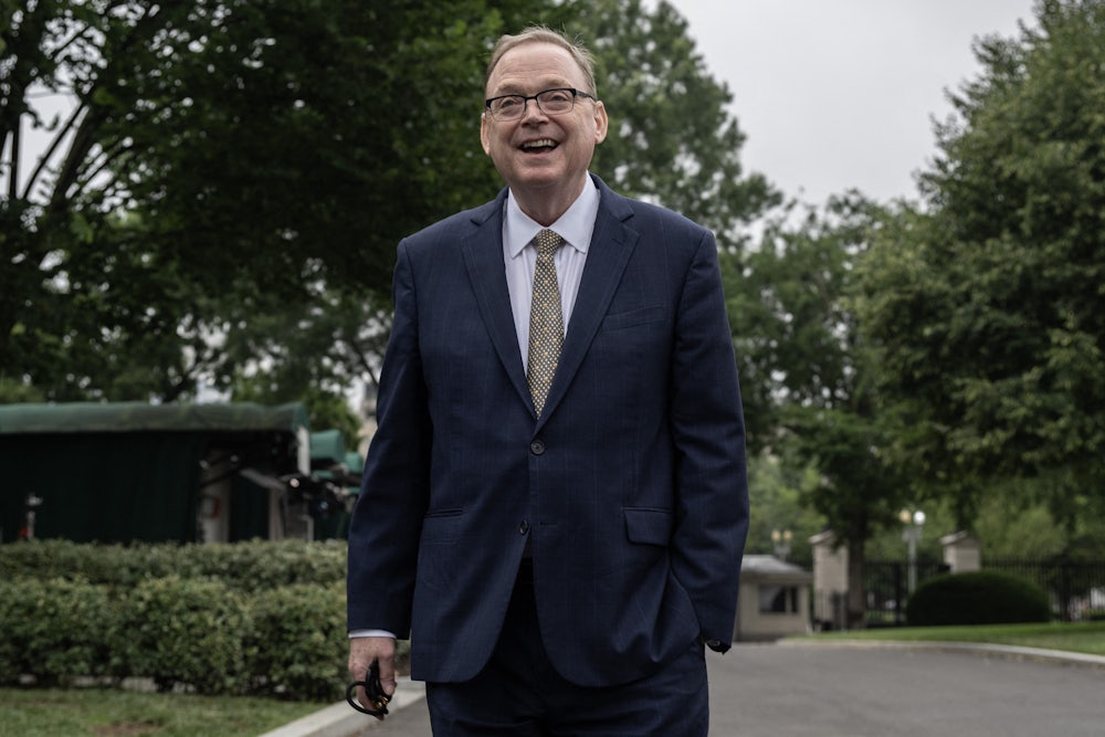 Kevin Hassett, Director of the US National Economic Council, walks toward the West Wing at the White House.