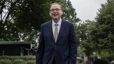 Kevin Hassett, Director of the US National Economic Council, walks toward the West Wing at the White House.