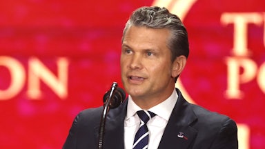Defense Secretary Pete Hegseth speaking at a Turning Point Event