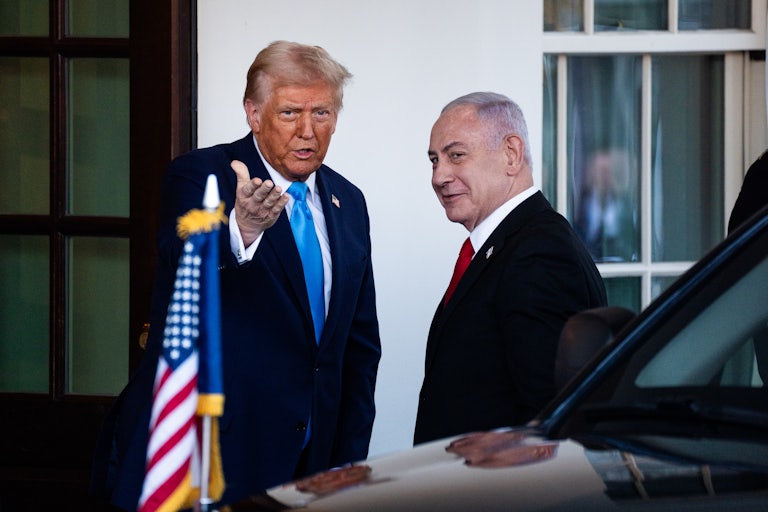 Trump greets Israeli Prime Minister Benjamin Netanyahu at the White House