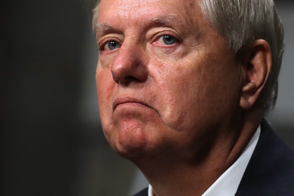 Lindsey Graham presides over a Senate hearing in Washington.