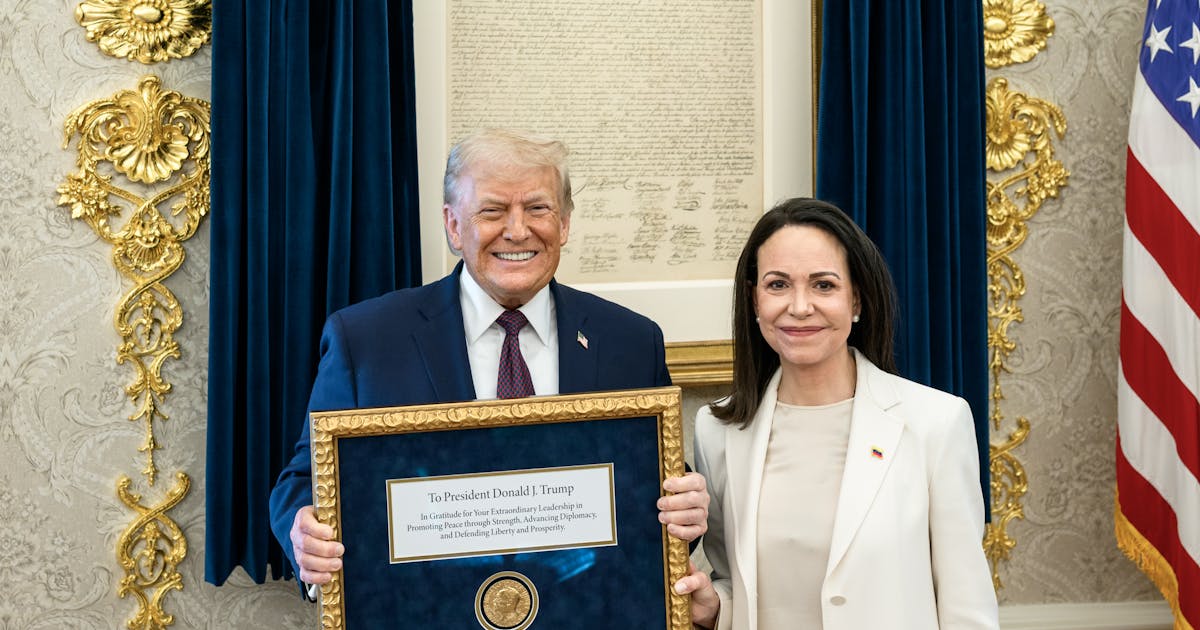 Machado Leaves With Petty Gift After Giving Trump Her Nobel Prize