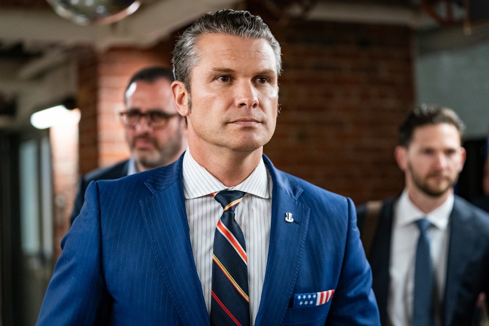 Secretary of Defense nominee Pete Hegseth leaves a meeting with Republican Senators in Washington, D.C.