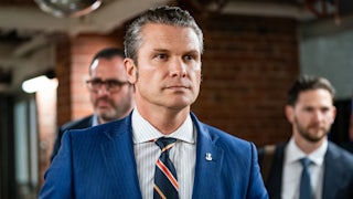 Secretary of Defense nominee Pete Hegseth leaves a meeting with Republican Senators in Washington, D.C.