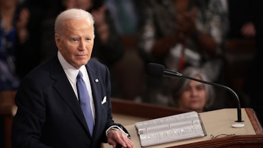 Joe Biden delivers the State of the Union address at the U.S. Capitol on March 07, 2024.