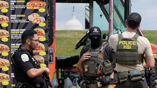 On August 13, officers from Homeland Security Investigations, the investigative arm of the U.S. Department of Homeland Security, and U.S. Park Police officers inspected a vendor’s truck after detaining somebody on the National Mall in Washington, D.C.