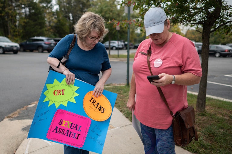 conservative protesters in Loudoun County, Virginia