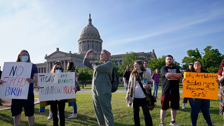 Abortion-rights supporters rally at the State Capitol in Oklahoma City