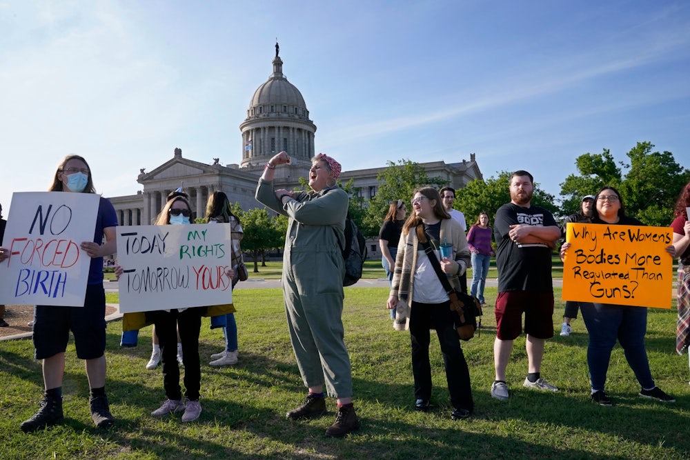 Abortion-rights supporters rally at the State Capitol in Oklahoma City