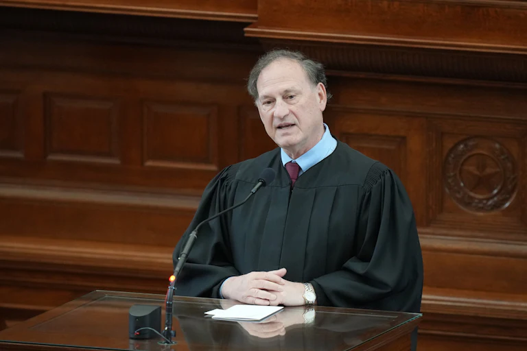 Supreme Court Justice Samuel Alito speaks in court