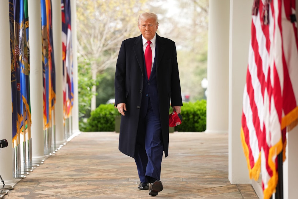 President Donald Trump arrives to speak during a “Make America Wealthy Again” trade announcement event.