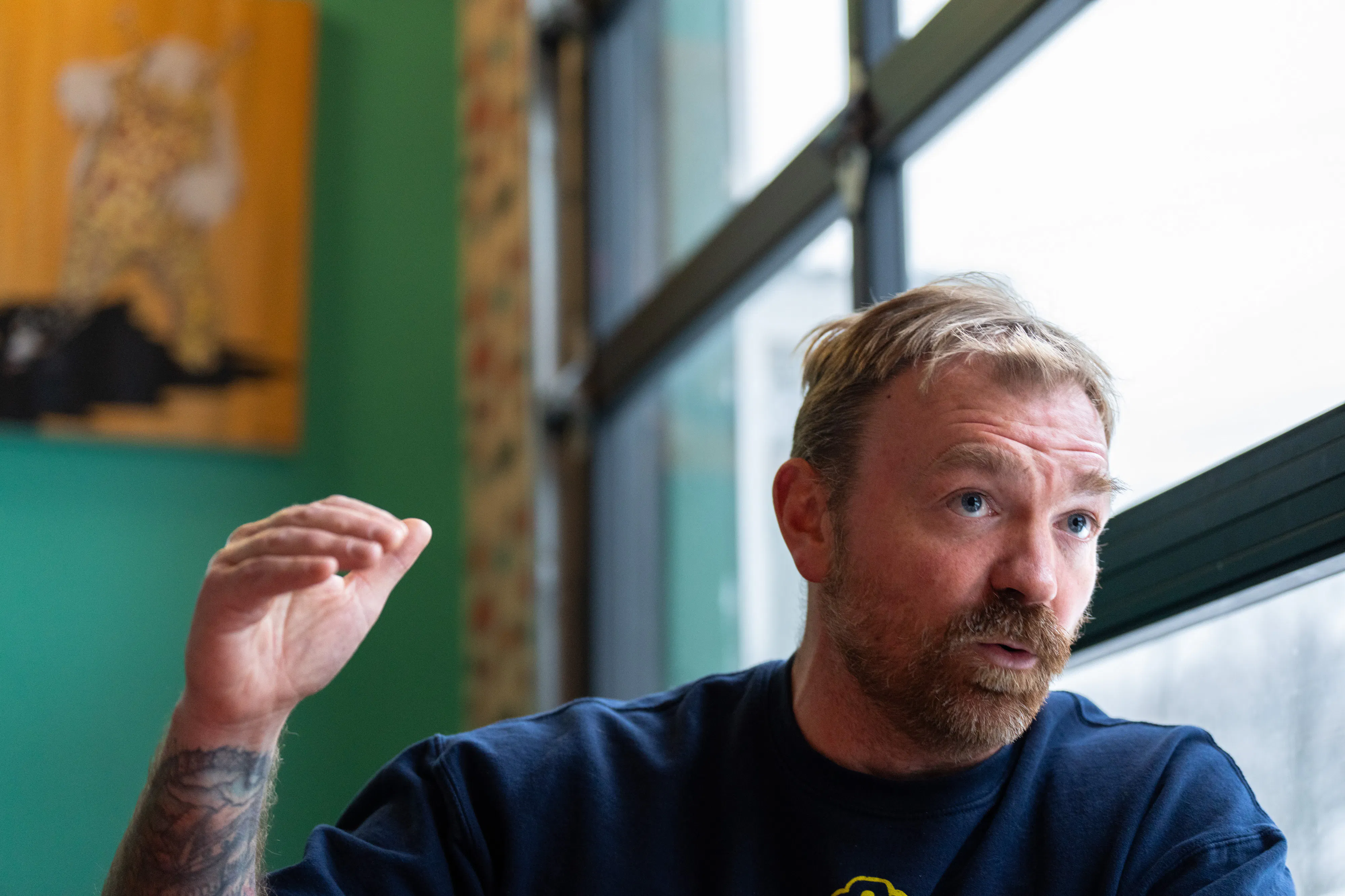 Graham Platner during an interview in Maine 