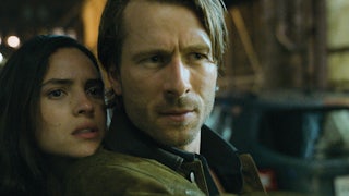 A close up of Adria Arjona and Glen Powell in Richard Linklater's film Hit Man
