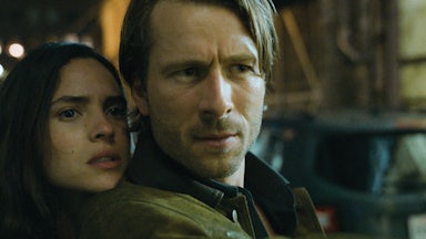 A close up of Adria Arjona and Glen Powell in Richard Linklater's film Hit Man
