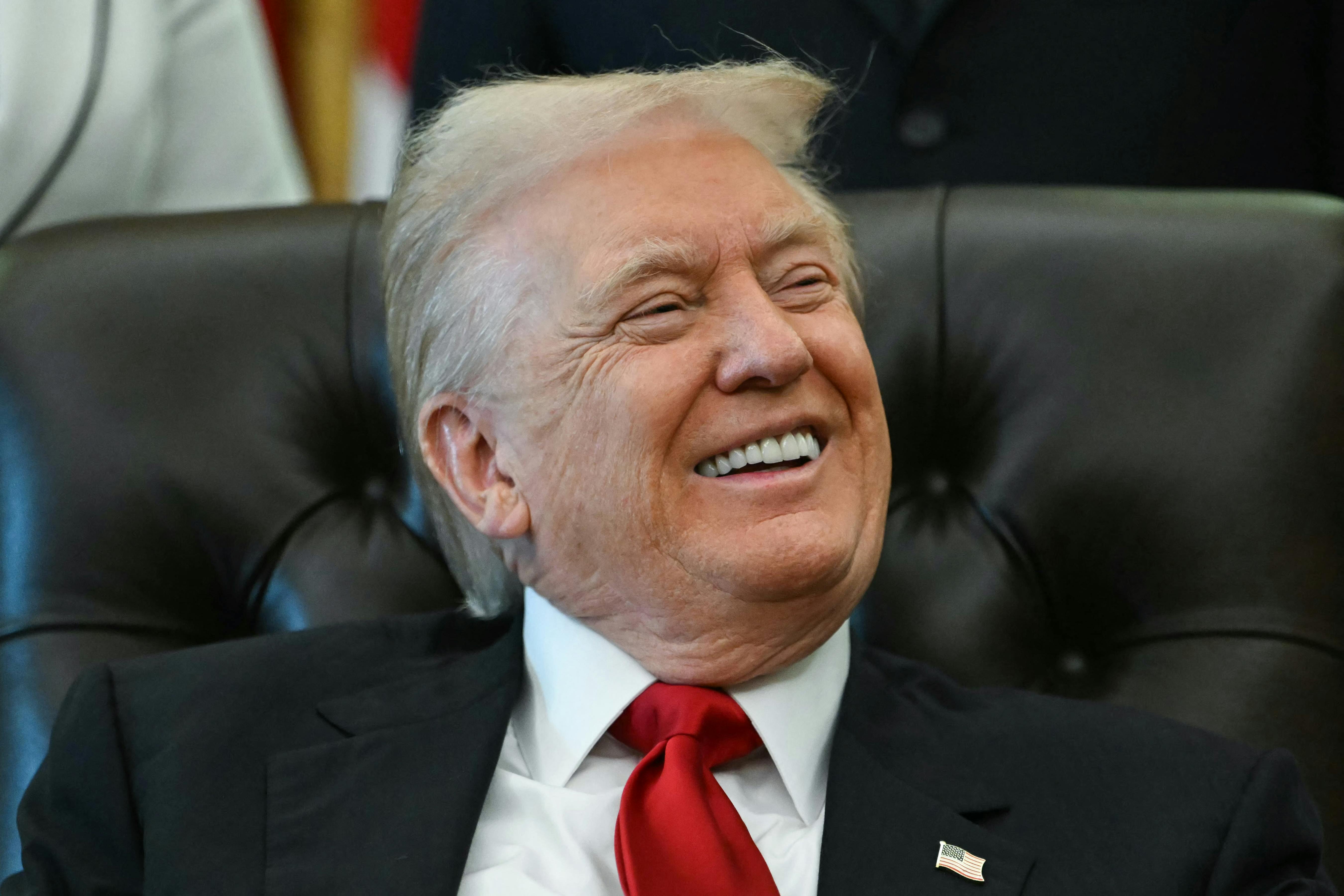 Donald Trump grins widely