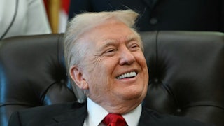Donald Trump grins widely