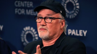 A close-up of film director David Fincher.