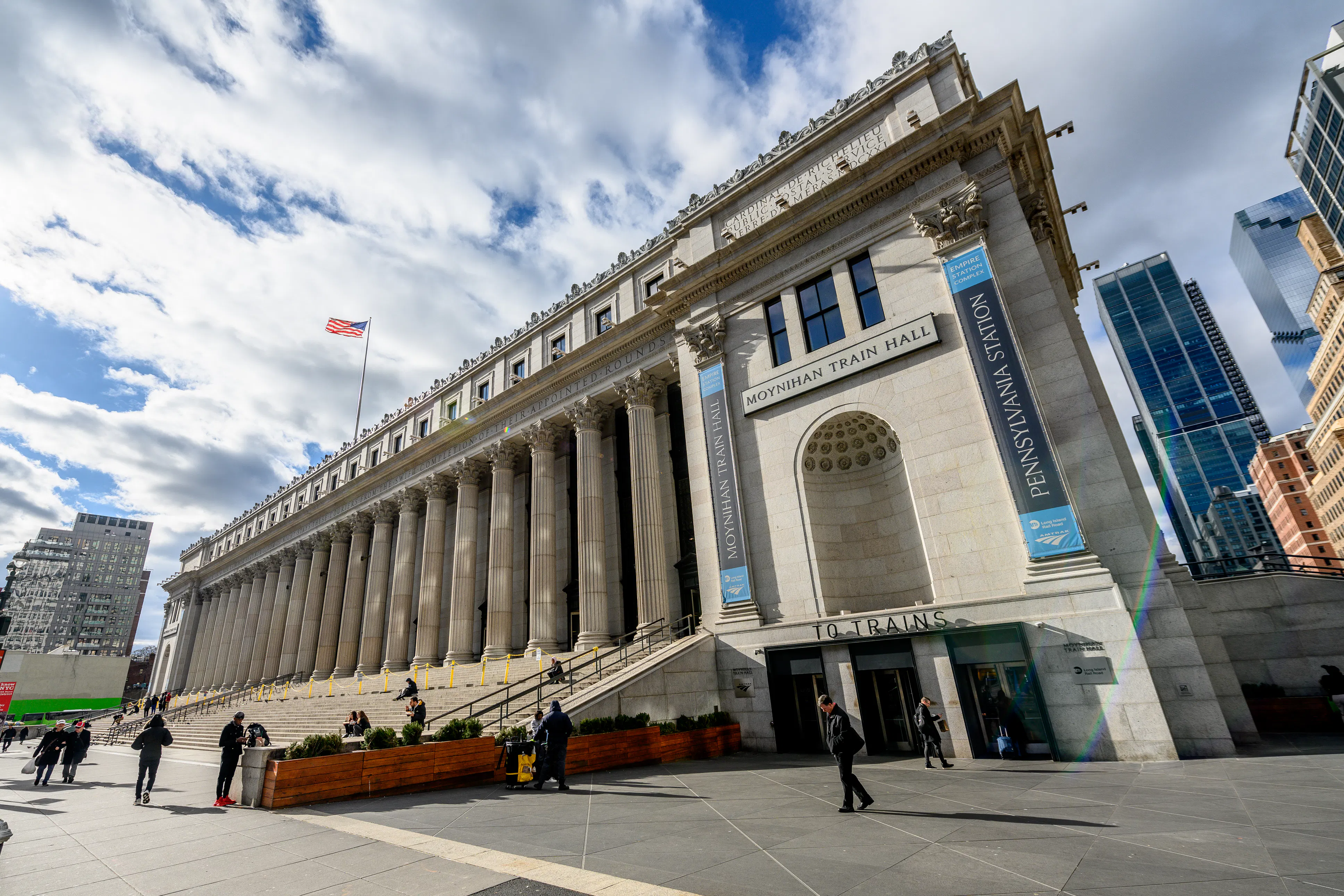 A view of the entrance of the Moynihan Train Hall of Penn Station in New York City