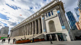 A view of the entrance of the Moynihan Train Hall of Penn Station in New York City