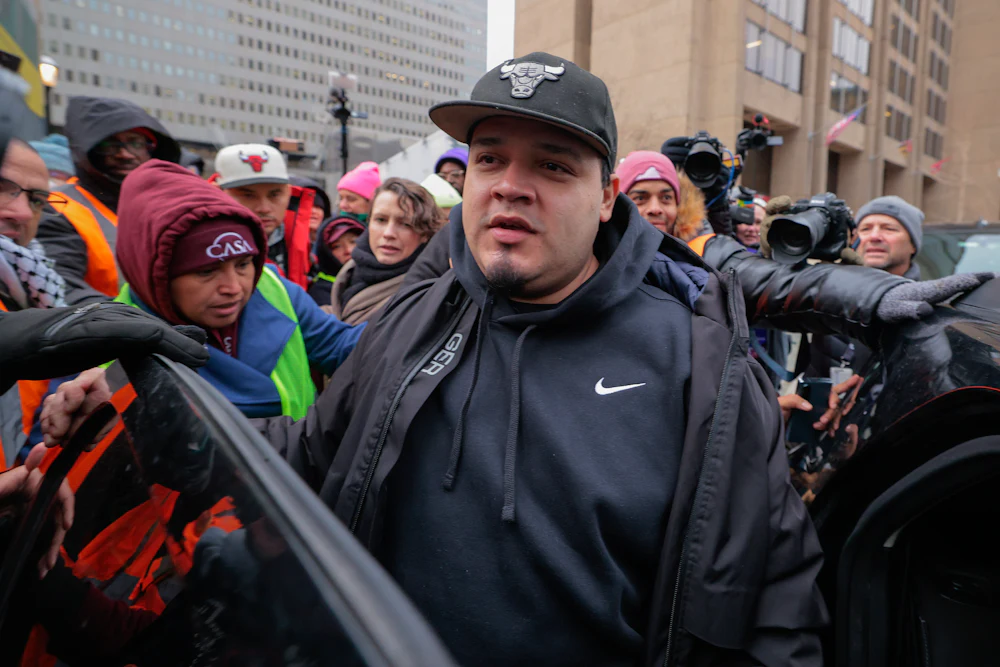 Kilmar Ábrego García departs the U.S. Immigration and Customs Enforcement Baltimore Field Office the day after a federal judge ordered his released from detention.